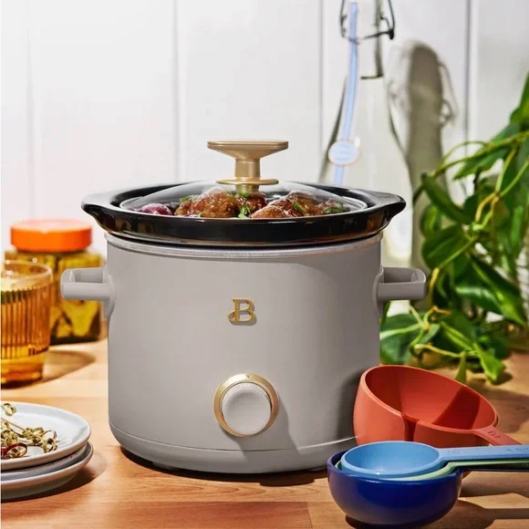 Beautiful 2 Qt Manual Slow Cooker Porcini Taupe by Drew Barrymore - Picture 2 of 2